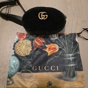 Gucci Black Mini Belt Bag with Gold Logo
